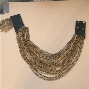 Jenny Bird multi chain 16-18” choker with leather